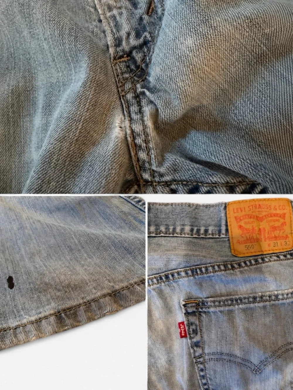 Levi’s 559 Distressed Light Wash Relaxed Straight Jeans 31x32